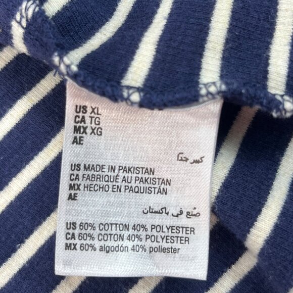 Club Room Navy/White Striped Half-Zip Pullover Sweater XL 60% Cotton 40% Poly - Picture 5 of 9